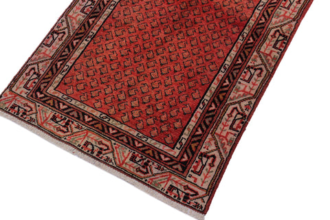 handmade Geometric Antique Persian Pink Ivory Hand Knotted RUNNER 100% WOOL area rug 3x10