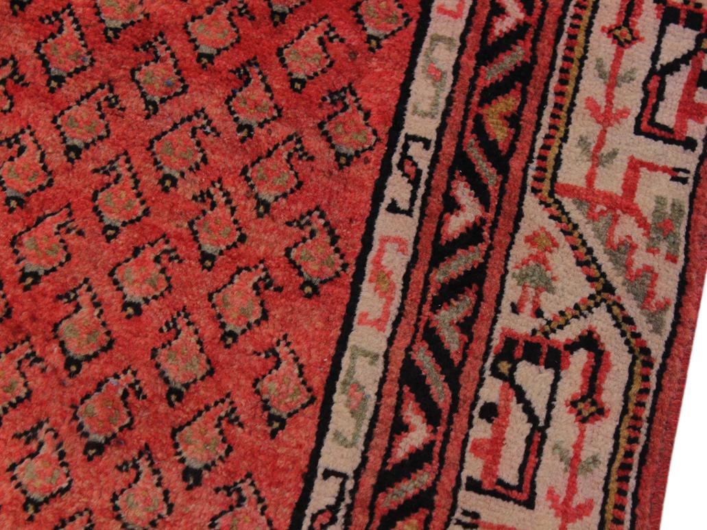 handmade Geometric Persian Pink Ivory Hand Knotted RUNNER 100% WOOL area rug 3x10