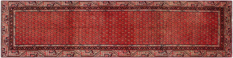 handmade Geometric Antique Persian Pink Ivory Hand Knotted RUNNER 100% WOOL area rug 3x10