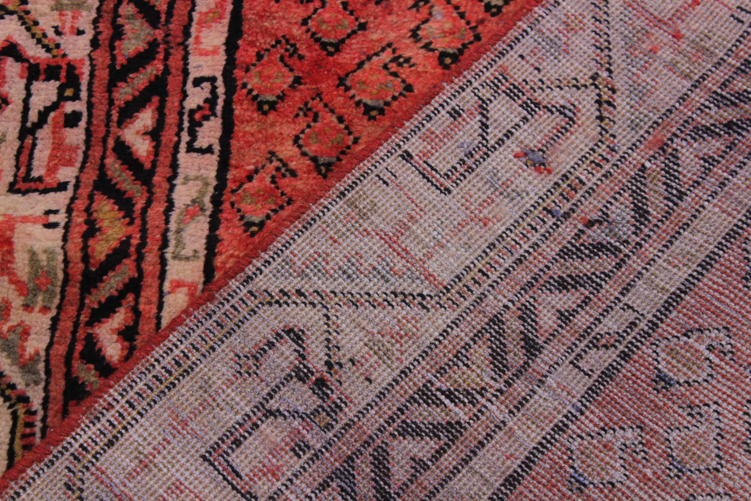 handmade Geometric Antique Persian Pink Ivory Hand Knotted RUNNER 100% WOOL area rug 3x10