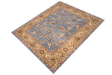 handmade Traditional Kafkaz Lt. Blue Lt. Tan Hand-Woven RECTANGLE 100% WOOL area rug 12 x 15