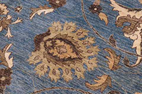 handmade Traditional Kafkaz Lt. Blue Lt. Tan Hand-Woven RECTANGLE 100% WOOL area rug 12x15