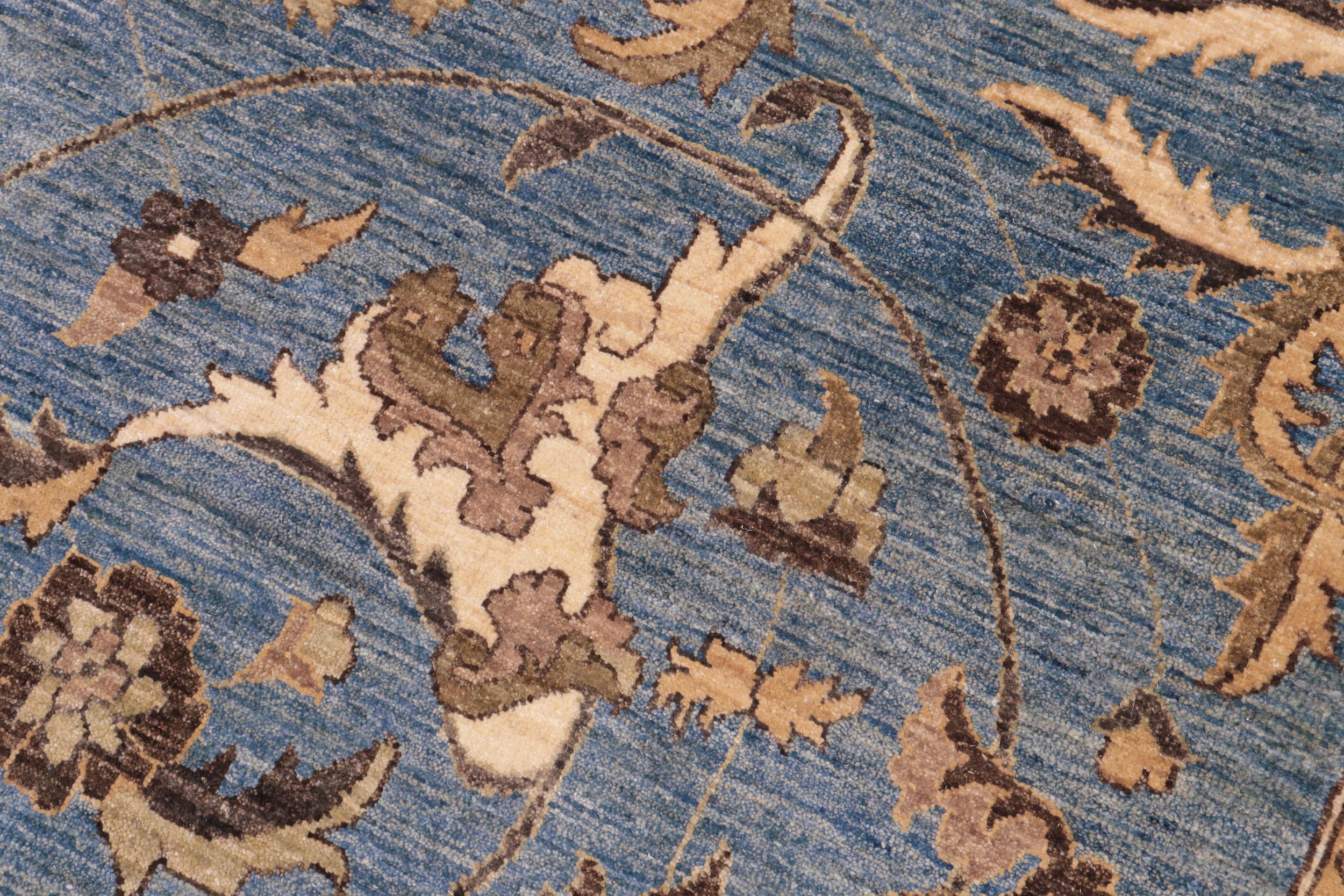 handmade Traditional Kafkaz Lt. Blue Lt. Tan Hand-Woven RECTANGLE 100% WOOL area rug 12x15