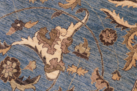 handmade Traditional Kafkaz Lt. Blue Lt. Tan Hand-Woven RECTANGLE 100% WOOL area rug 12x15