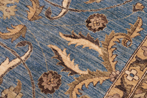 handmade Traditional Kafkaz Lt. Blue Lt. Tan Hand-Woven RECTANGLE 100% WOOL area rug 12x15