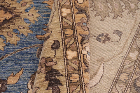 handmade Traditional Kafkaz Lt. Blue Lt. Tan Hand-Woven RECTANGLE 100% WOOL area rug 12x15