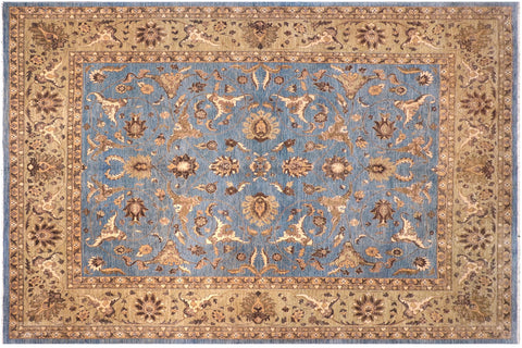 handmade Traditional Kafkaz Lt. Blue Lt. Tan Hand-Woven RECTANGLE 100% WOOL area rug 12x15