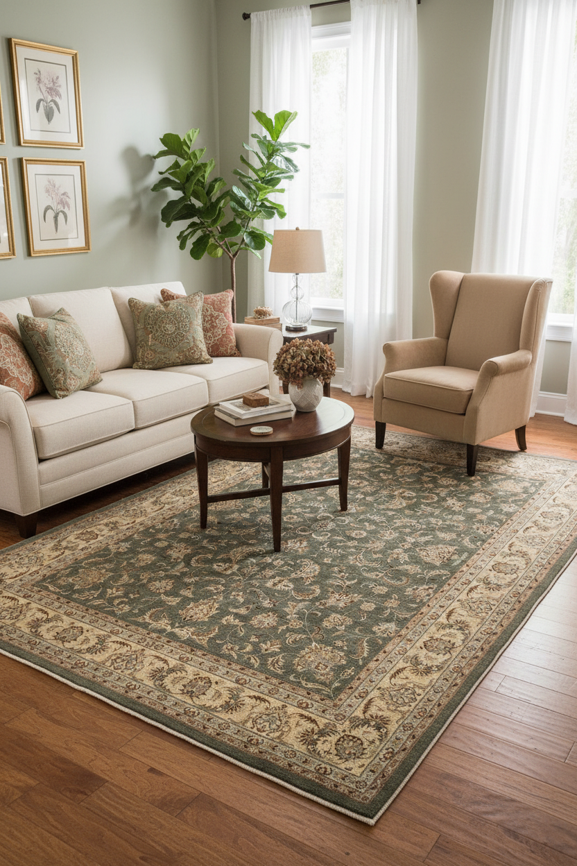 handmade Transitional Design Green Tan Hand Knotted RECTANGLE 100% WOOL area rug 12'X15'