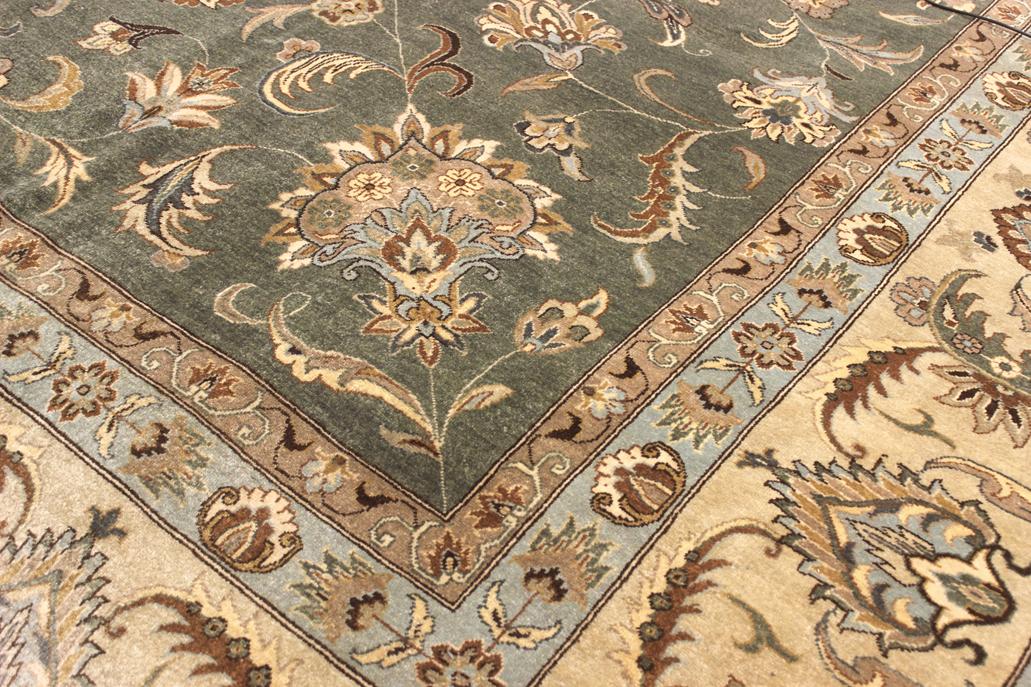 handmade Transitional Design Green Tan Hand Knotted RECTANGLE 100% WOOL area rug 12'X15'