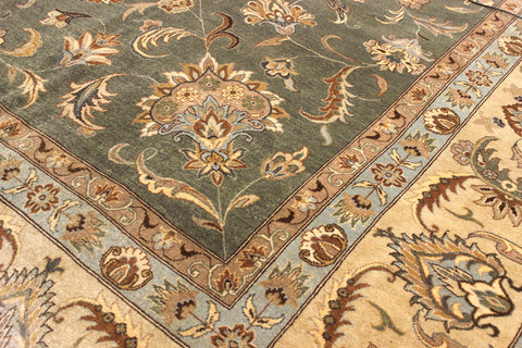 handmade Traditional Design Green Tan Hand Knotted RECTANGLE 100% WOOL area rug 12' x 15'