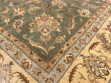 handmade Transitional Design Green Tan Hand Knotted RECTANGLE 100% WOOL area rug 12x15