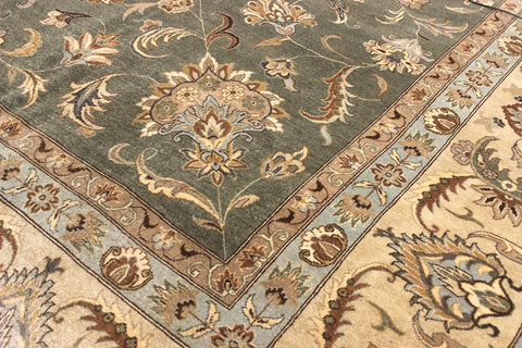 handmade Transitional Design Green Tan Hand Knotted RECTANGLE 100% WOOL area rug 12'X15'