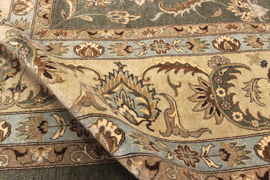 handmade Transitional Design Green Tan Hand Knotted RECTANGLE 100% WOOL area rug 12'X15'