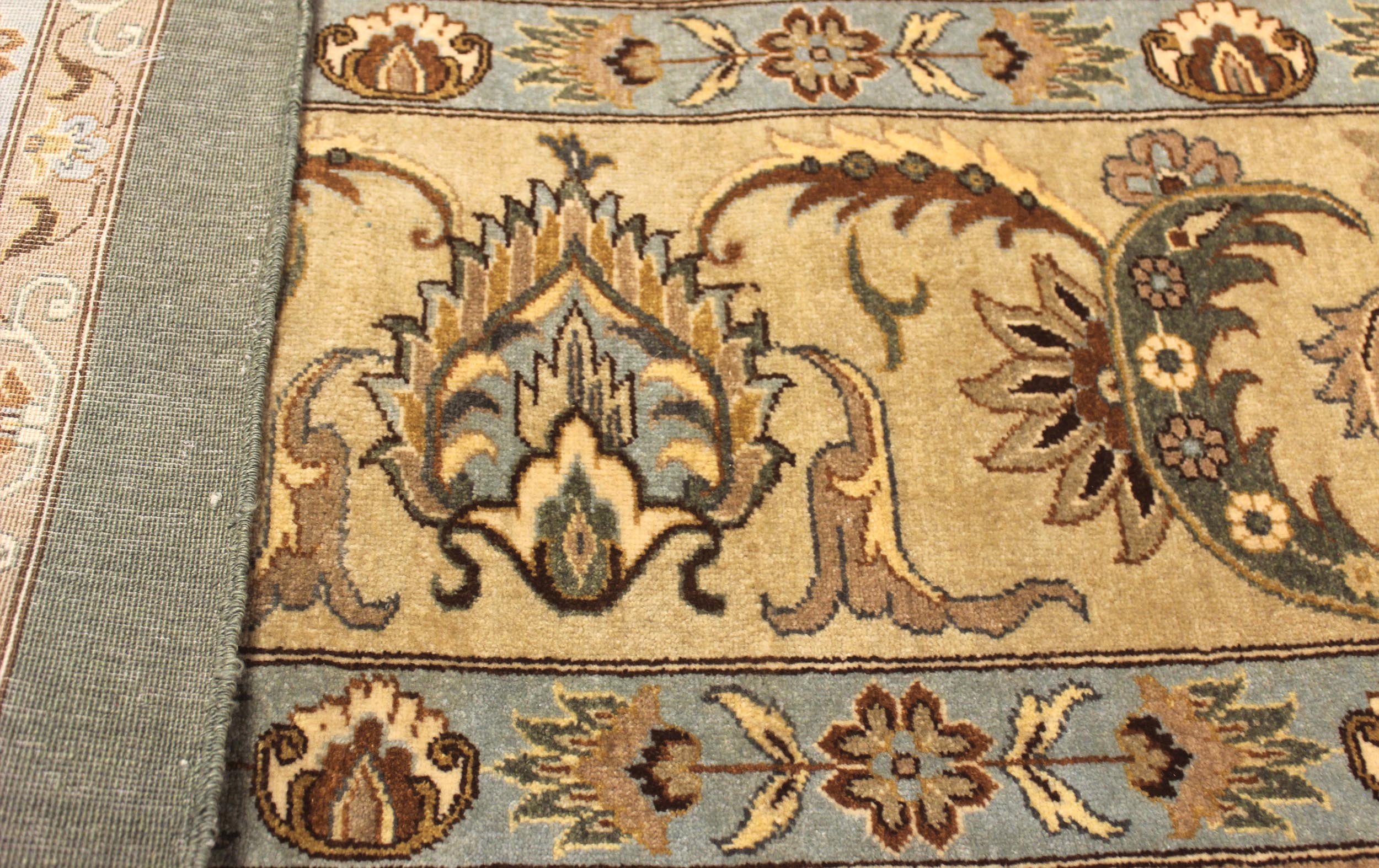 handmade Traditional Design Green Tan Hand Knotted RECTANGLE 100% WOOL area rug 12' x 15'