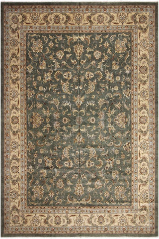 handmade Transitional Design Green Tan Hand Knotted RECTANGLE 100% WOOL area rug 12'X15'