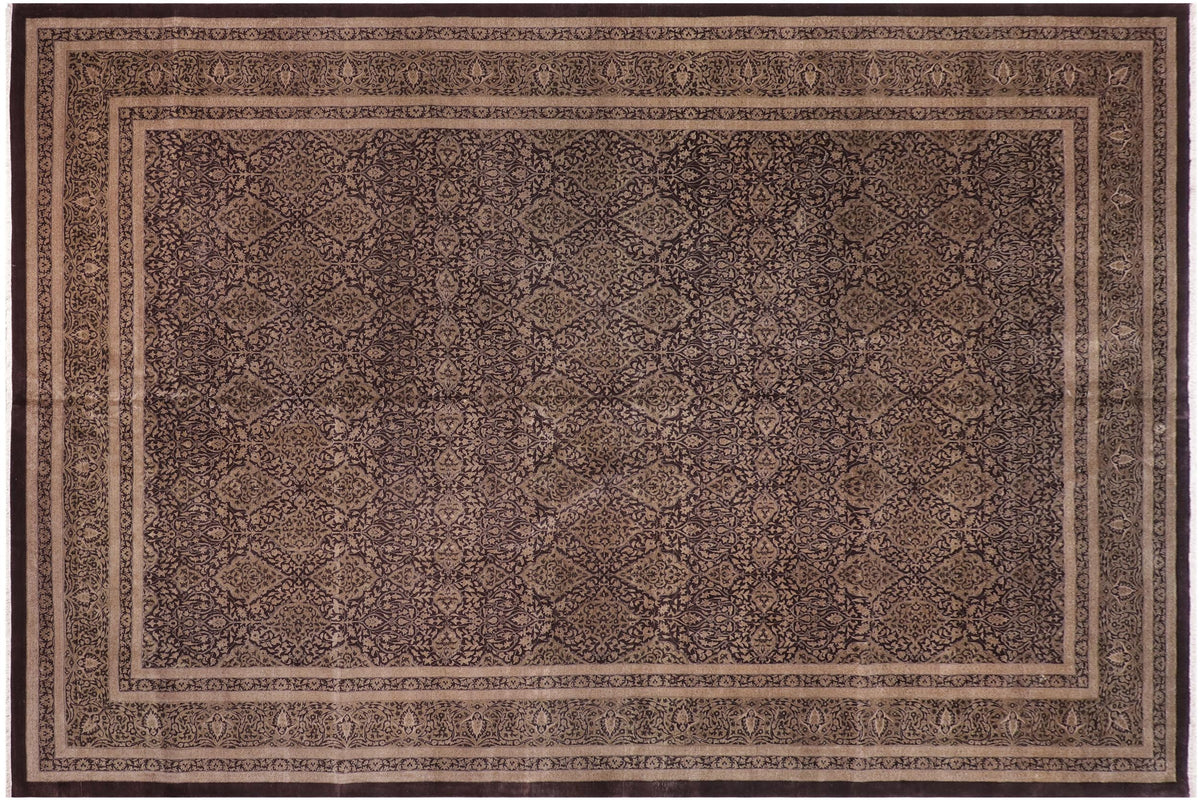 handmade Transitional Design Brown Green Hand Knotted RECTANGLE 100% WOOL area rug 12' x 17'