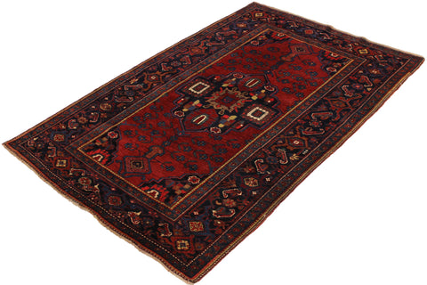 handmade Geometric Antique Kafkaz Red Blue Hand Knotted RECTANGLE 100% WOOL area rug 5x7