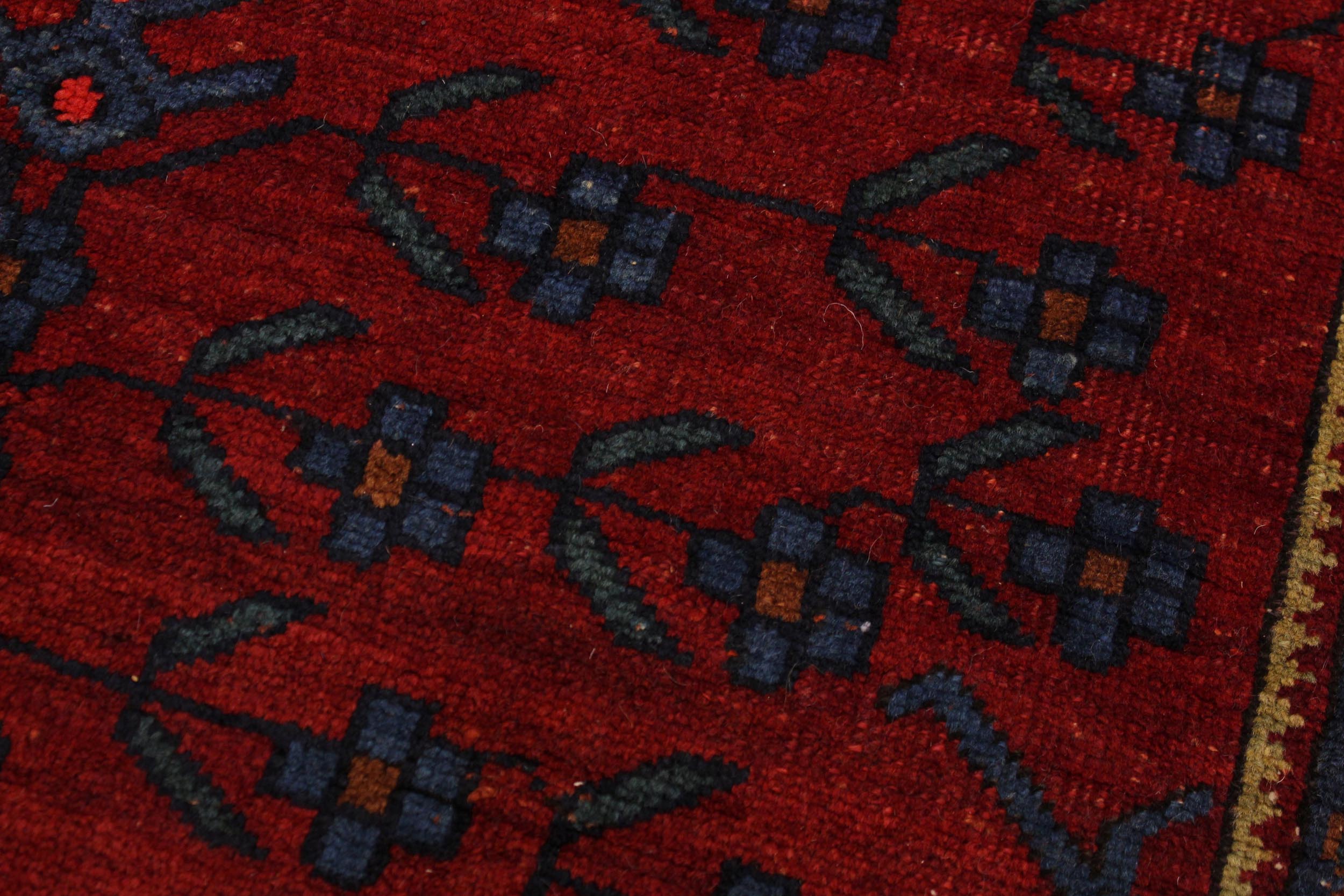 handmade Geometric Antique Kafkaz Red Blue Hand Knotted RECTANGLE 100% WOOL area rug 5x7