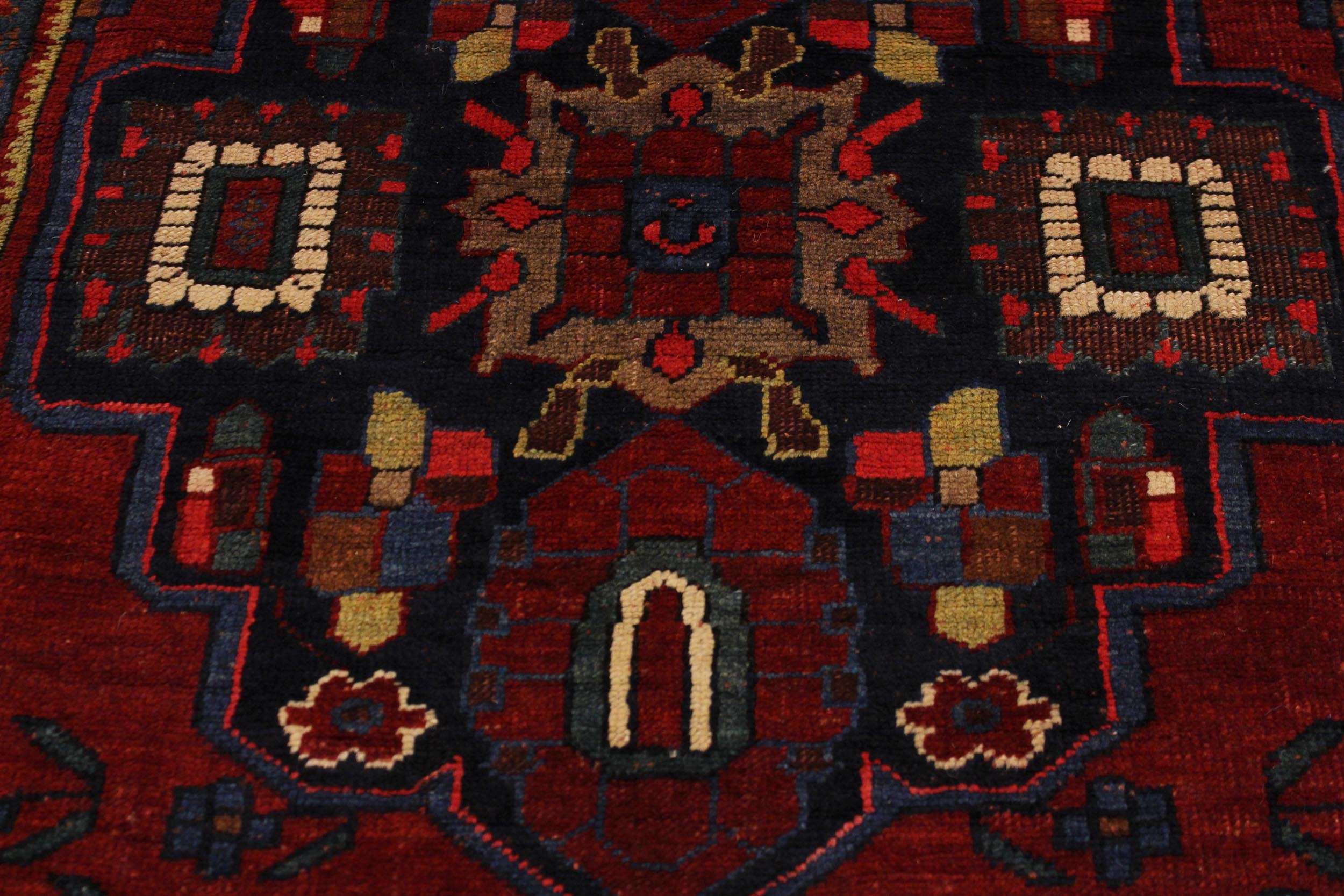 handmade Geometric Antique Kafkaz Red Blue Hand Knotted RECTANGLE 100% WOOL area rug 5x7