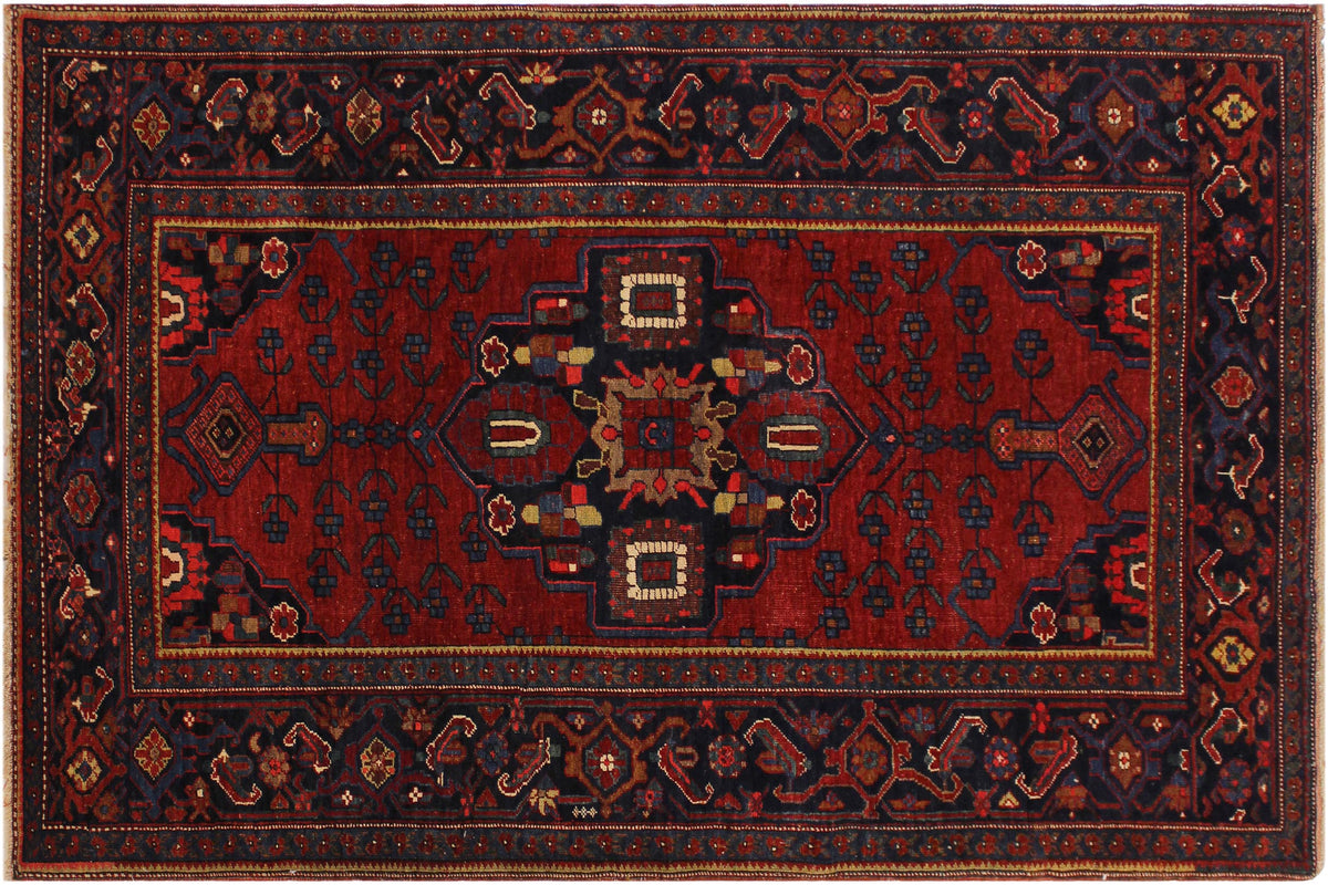 handmade Geometric Antique Kafkaz Red Blue Hand Knotted RECTANGLE 100% WOOL area rug 5x7