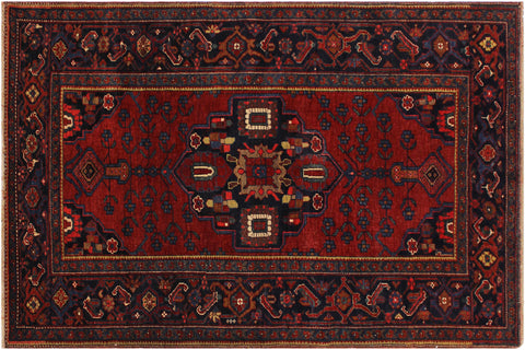 handmade Geometric Antique Kafkaz Red Blue Hand Knotted RECTANGLE 100% WOOL area rug 5x7