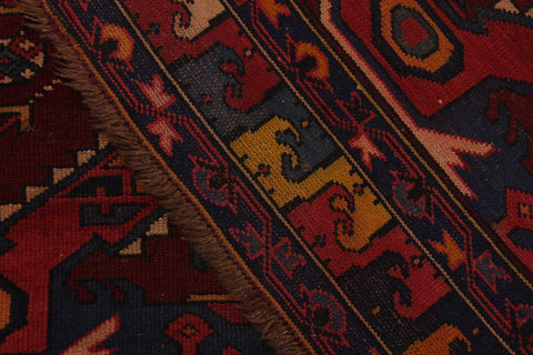 handmade Traditional Antique Sherwan Red Blue Hand Knotted RECTANGLE 100% WOOL area rug 5x8