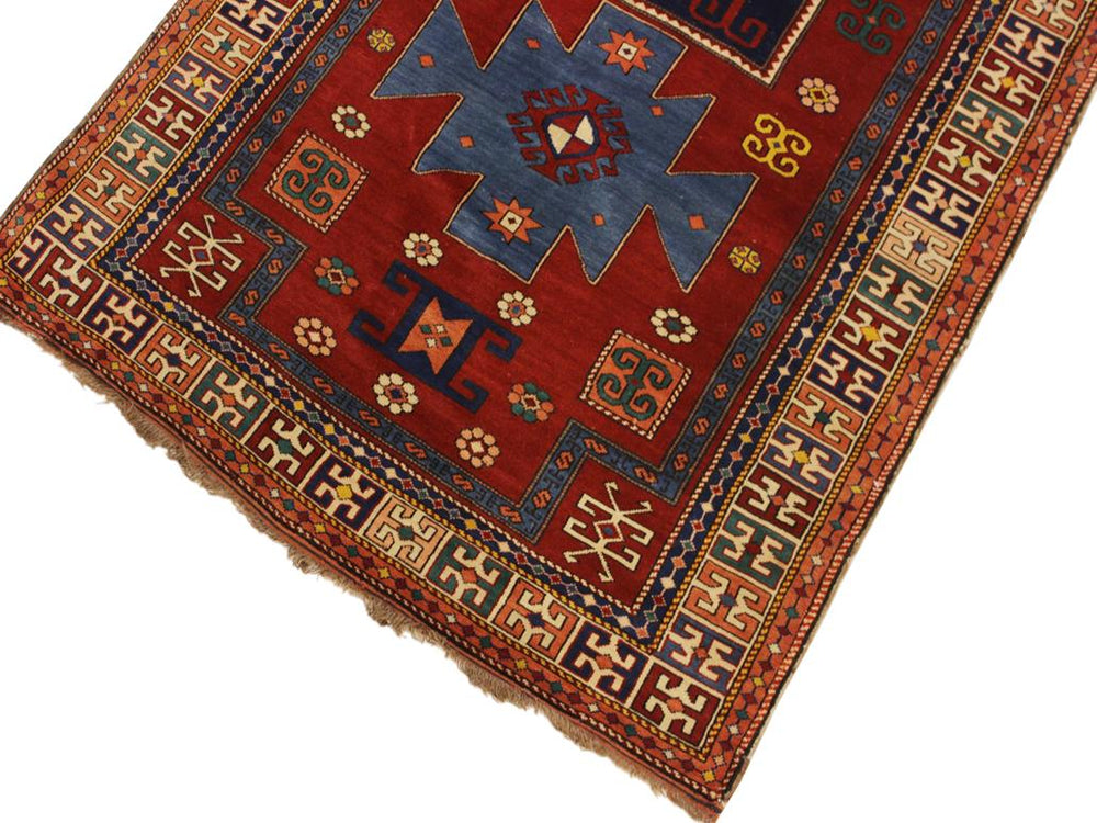 handmade Geometric Antique Rust Blue Hand Knotted RECTANGLE 100% WOOL area rug 4x7