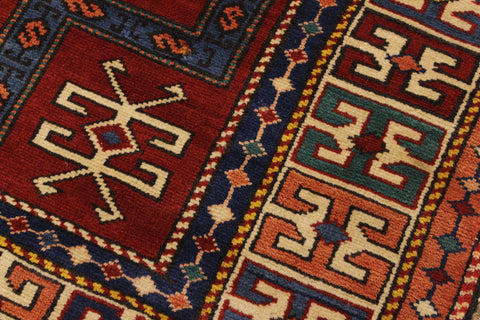 handmade Geometric Antique Antique Rust Blue Hand Knotted RECTANGLE 100% WOOL area rug 4x7