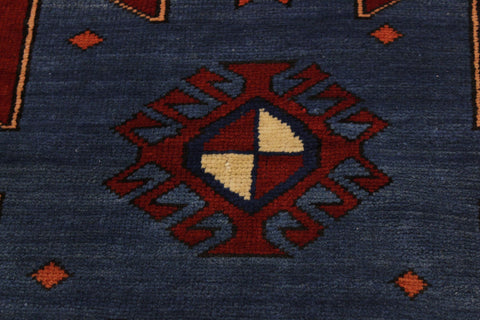 handmade Geometric Antique Antique Rust Blue Hand Knotted RECTANGLE 100% WOOL area rug 4x7