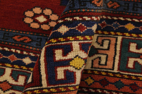 handmade Geometric Antique Antique Rust Blue Hand Knotted RECTANGLE 100% WOOL area rug 4x7