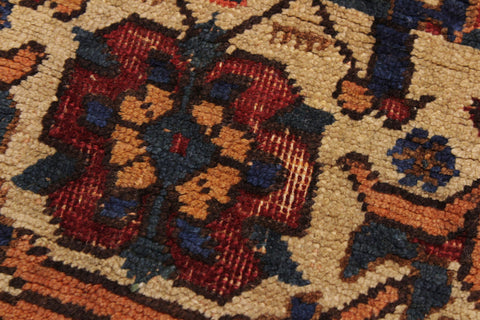 handmade Geometric Antique  Ivory Blue Hand Knotted RECTANGLE 100% WOOL area rug 4x6