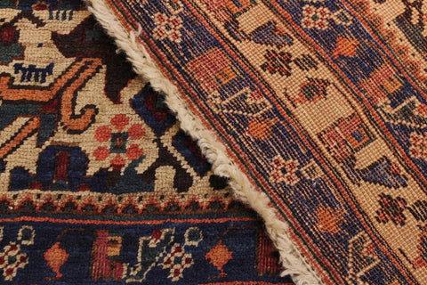handmade Geometric Antique  Ivory Blue Hand Knotted RECTANGLE 100% WOOL area rug 4x6