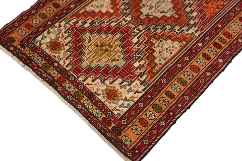 handmade Geometric Antique Soumakh Beige Orange Hand-Woven RECTANGLE 100% WOOL area rug 3x5