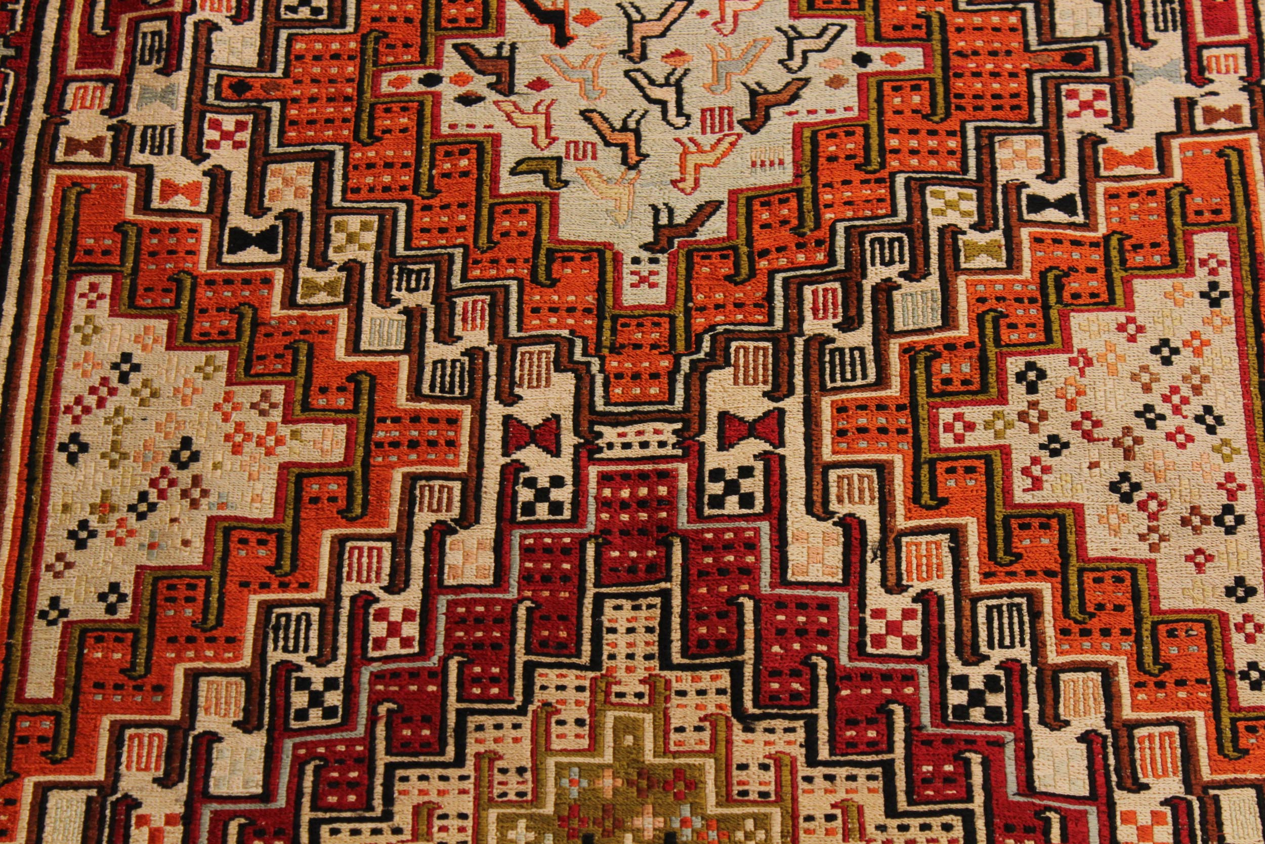 handmade Geometric Antique Soumakh Beige Orange Hand-Woven RECTANGLE 100% WOOL area rug 3x5