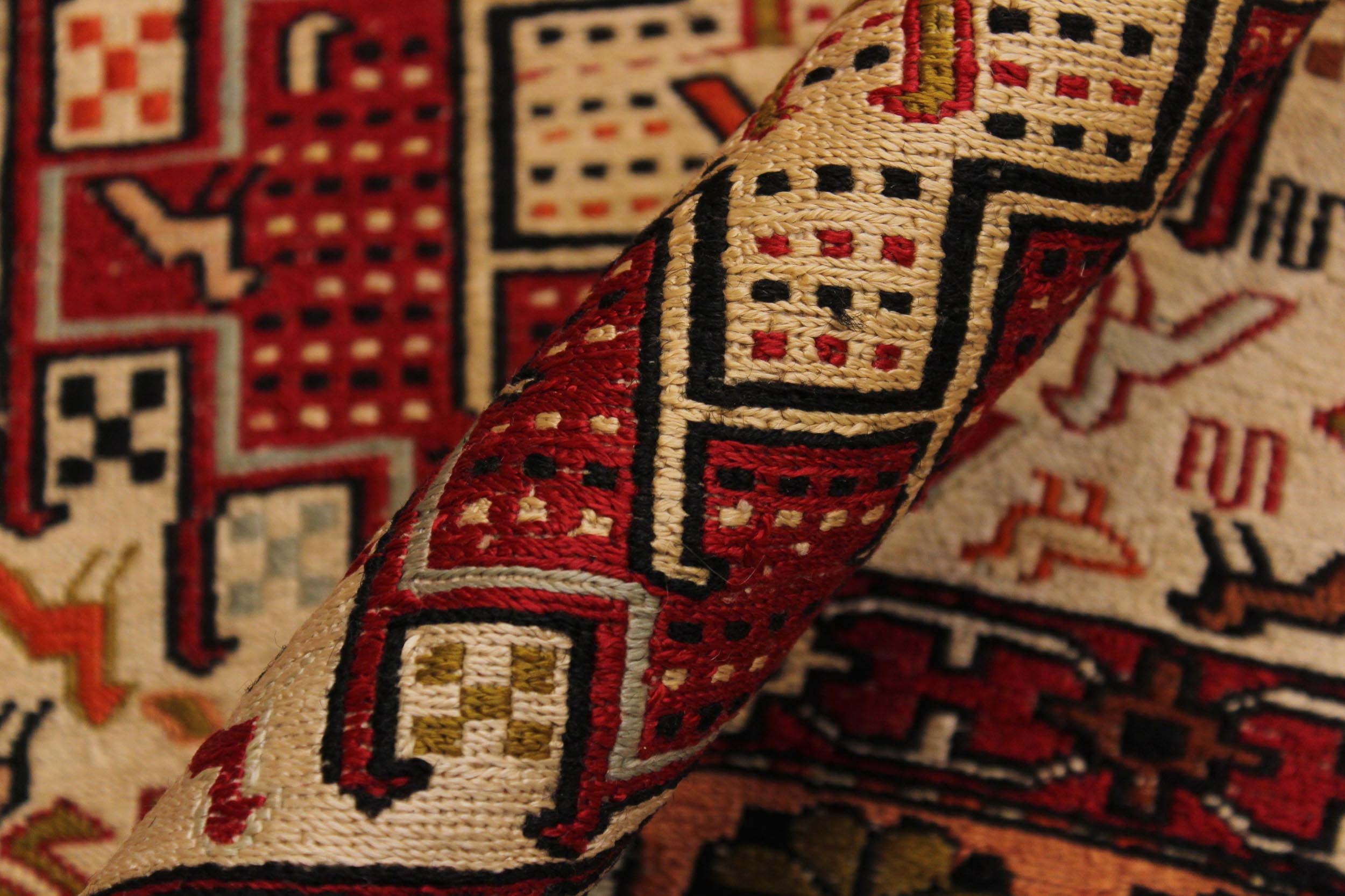 handmade Geometric Antique Soumakh Beige Orange Hand-Woven RECTANGLE 100% WOOL area rug 3x5