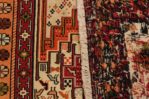 handmade Geometric Antique Soumakh Beige Orange Hand-Woven RECTANGLE 100% WOOL area rug 3x5