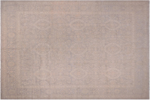 handmade Transitional Kafkaz Brown Gray Hand Knotted RECTANGLE 100% WOOL area rug 12' x 15'