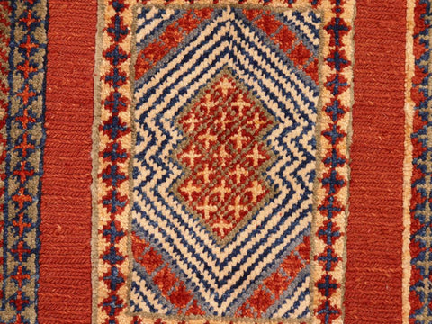 handmade Geometric Berjusta Rust Blue Hand Knotted RECTANGLE 100% WOOL area rug 5x7