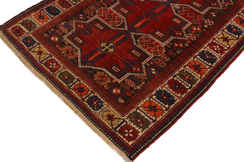handmade Geometric Antique Super Kazak Rust Ivory Hand Knotted RUNNER 100% WOOL area rug 4x7