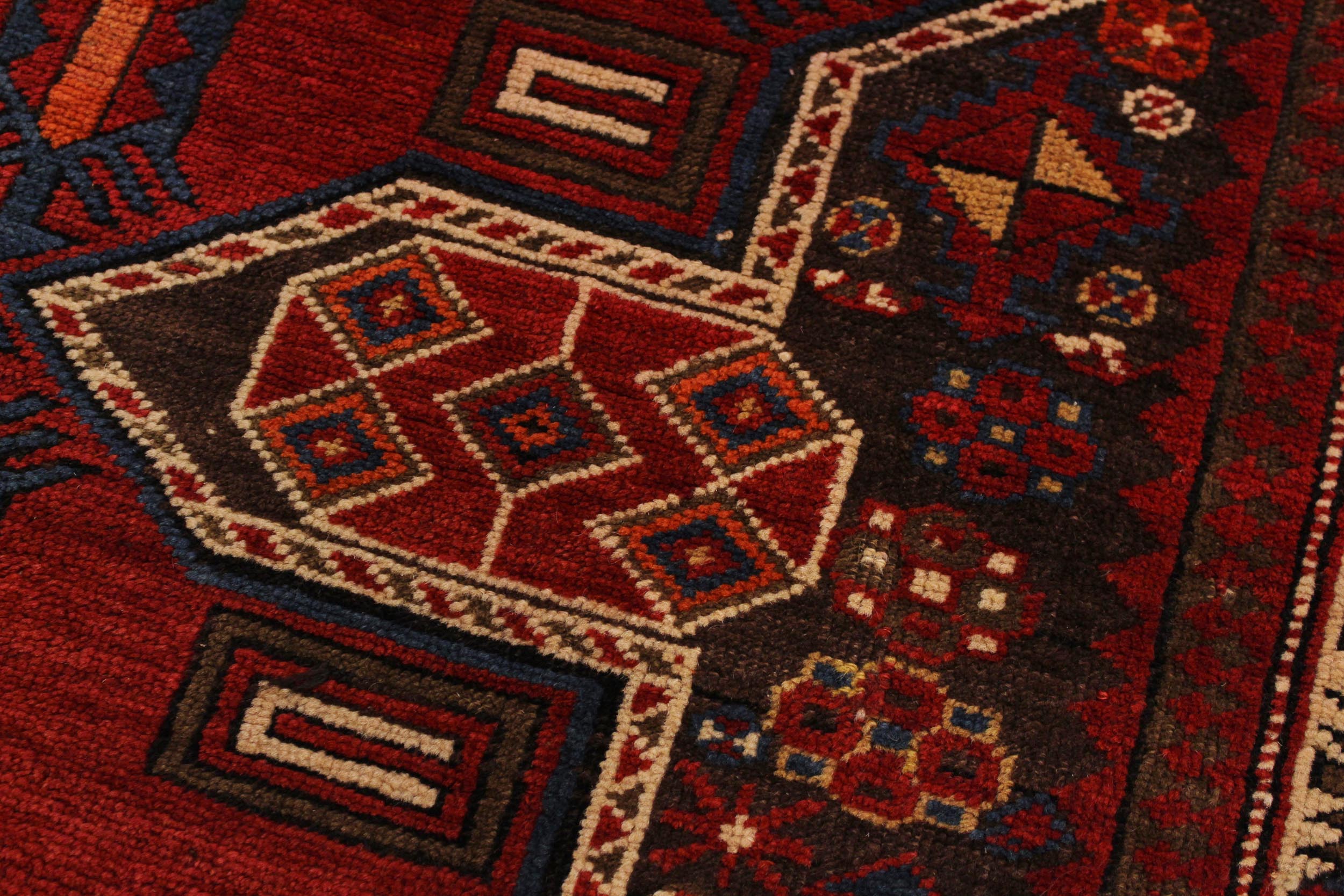 handmade Geometric Antique Super Kazak Rust Ivory Hand Knotted RUNNER 100% WOOL area rug 4x7