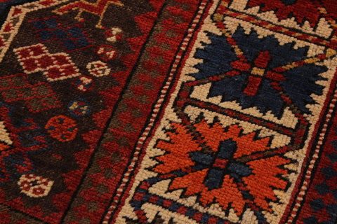 handmade Geometric Antique Super Kazak Rust Ivory Hand Knotted RUNNER 100% WOOL area rug 4x7