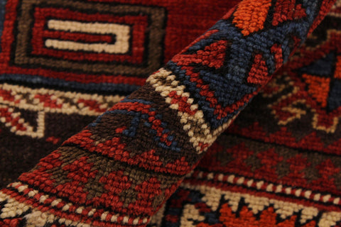 handmade Geometric Antique Super Kazak Rust Ivory Hand Knotted RUNNER 100% WOOL area rug 4x7