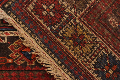handmade Geometric Antique Super Kazak Rust Ivory Hand Knotted RUNNER 100% WOOL area rug 4x7