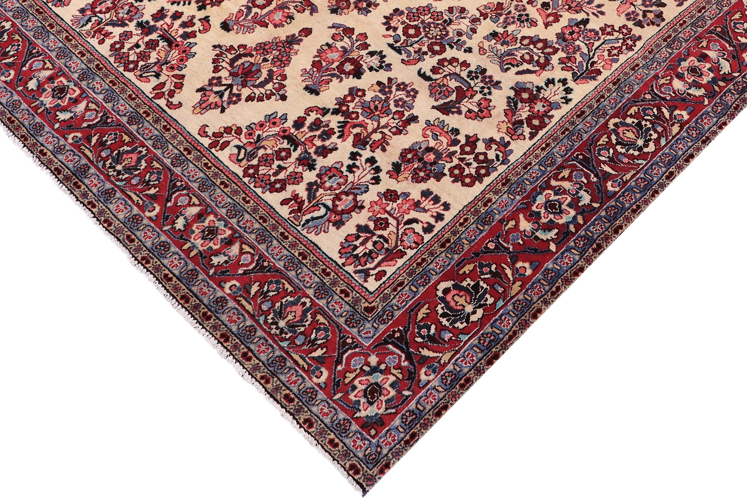 handmade Traditional Antique Beige Red Hand Knotted RECTANGLE 100% WOOL area rug 6 x 9