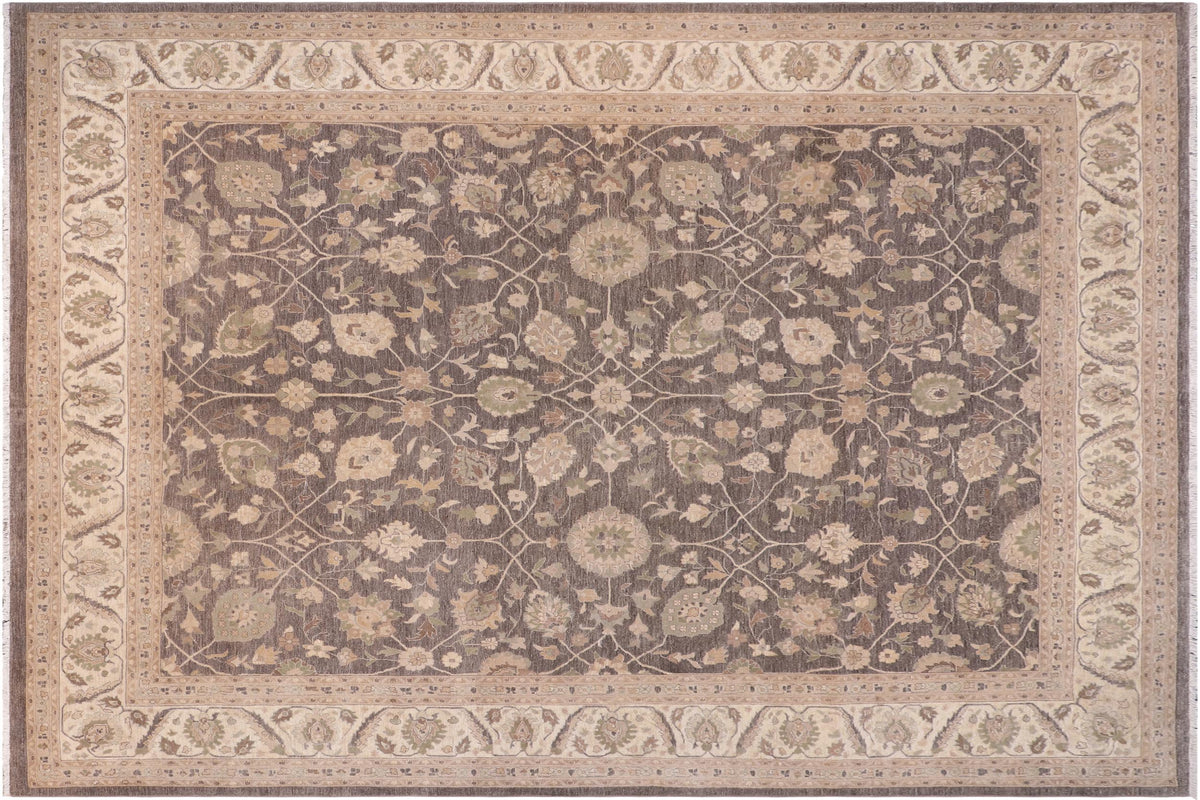 handmade Traditional Kafkaz Lt. Brown Ivory Hand Knotted RECTANGLE 100% WOOL area rug 12x15
