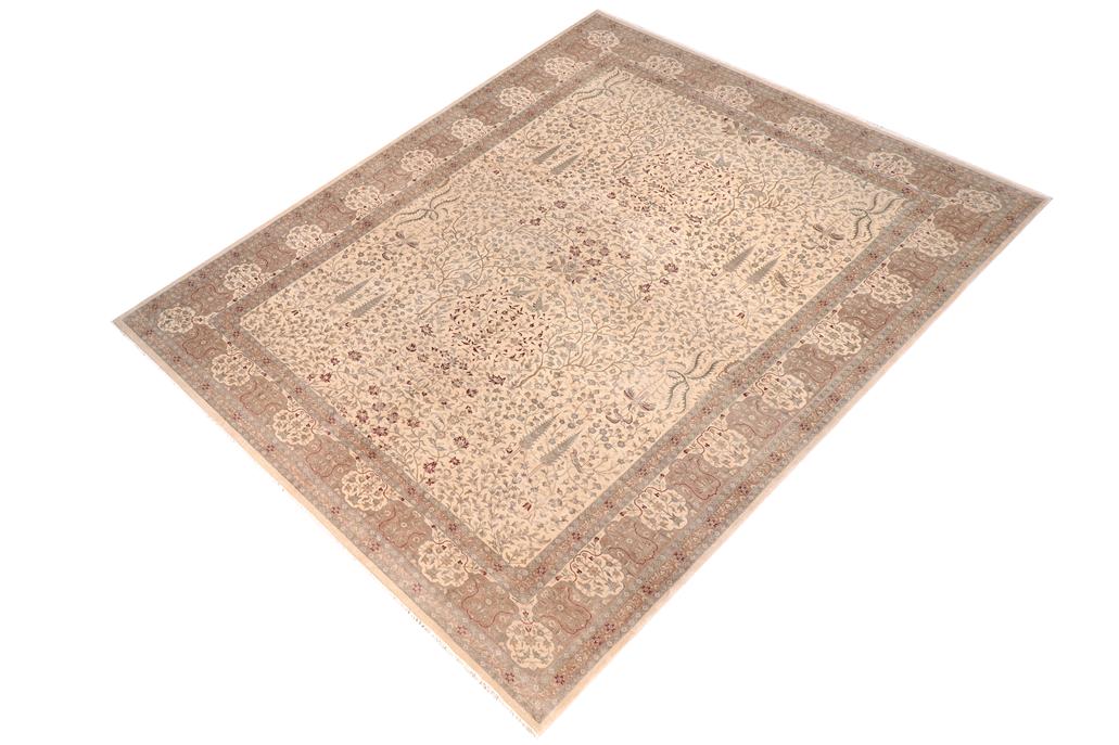 handmade Traditional Design Ivory Tan Hand Knotted RECTANGLE 100% WOOL area rug 12'X18'