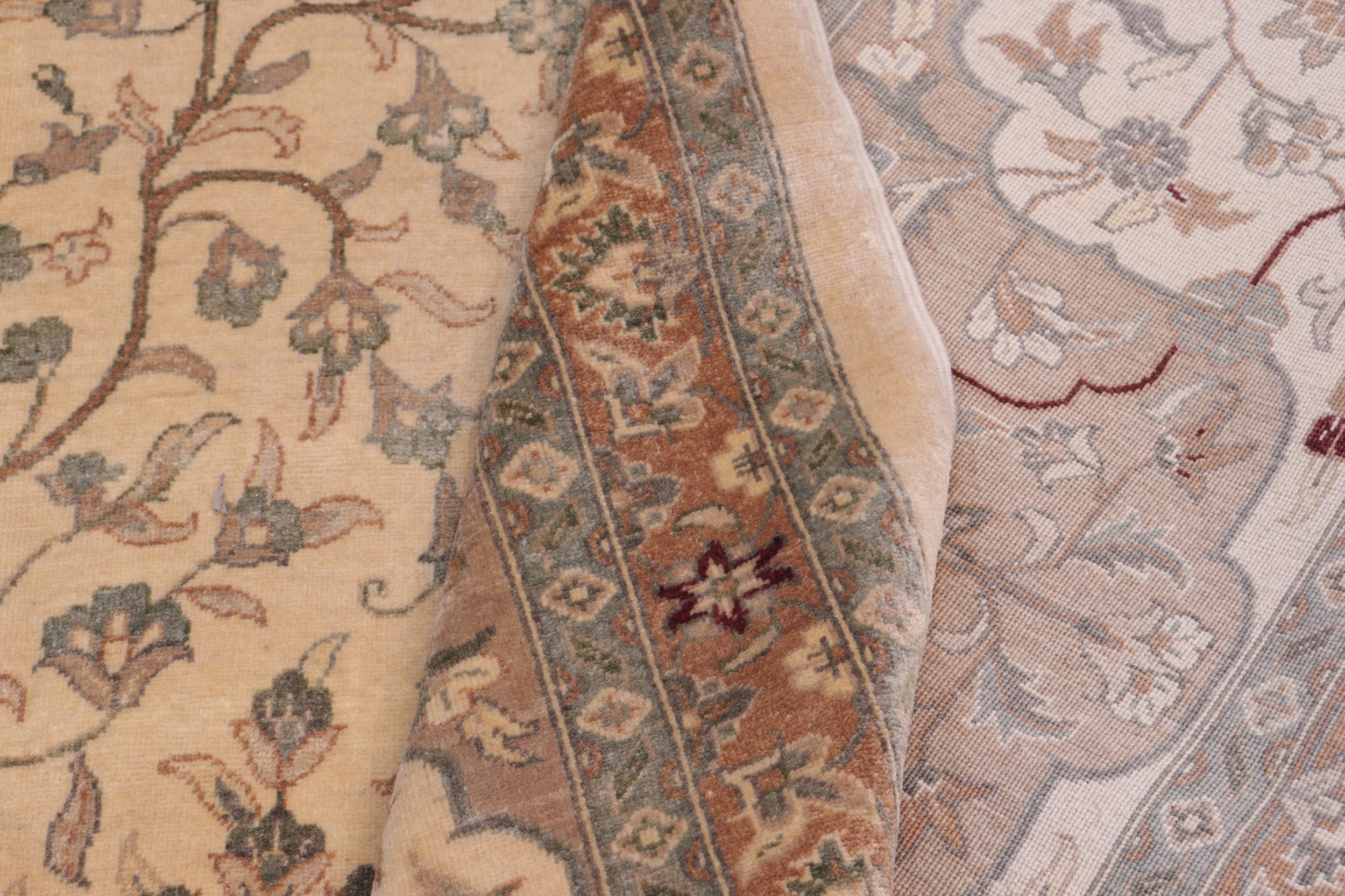 handmade Traditional Design Ivory Tan Hand Knotted RECTANGLE 100% WOOL area rug 12' x 18'