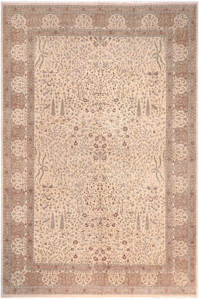 handmade Traditional Design Ivory Tan Hand Knotted RECTANGLE 100% WOOL area rug 12'X18'
