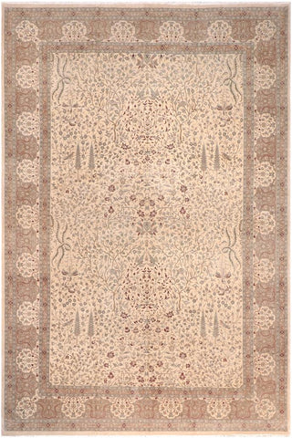 handmade Traditional Design Ivory Tan Hand Knotted RECTANGLE 100% WOOL area rug 12'X18'