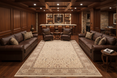 Turkish Knotted Istanbul Birgit Ivory/Tan Wool Rug - 12'4''X18'2''